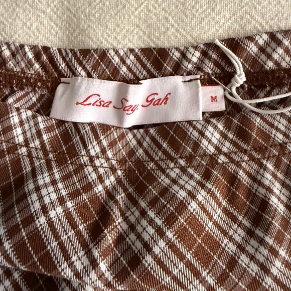 Lisa Says Gah Sandy Midi Skirt in Hazelnut Plaid Size Medium - Picture 3 of 6
